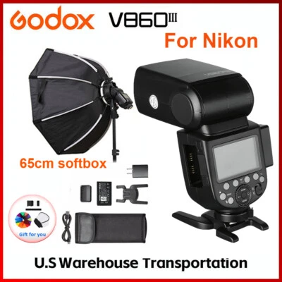 US Godox V860III-N 3.0 2.4G TTL HSS camera Flash with 65cm softbox KIT For Nikon - Image 1 of 4