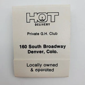 Vintage Matchbook Hot Delivery GH Club Denver CO Unstruck  - Picture 1 of 5