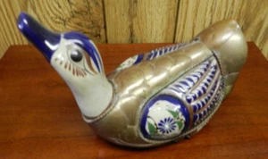 Sergio Bustamante Messing Porzellan Ente Gans Figur Mid Century Mod Mexiko Vogel - Bild 1 von 9