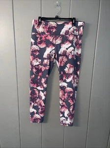 Victoria's Secret Gray Pink Rose Floral Leggings Yoga Pants Sport Womens Size XL - Picture 1 of 4