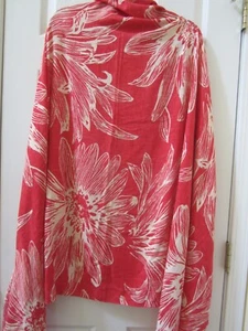 Vintage Bajra langer rechteckiger Schal Tuch Halstuch rot/creme Noppen Seide beschriftet "Sommer" - Bild 1 von 11