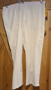 NEW Size 3X WonderWink W123 Womens White 5355 Drawstring Waist Scrub Pants Cargo - Picture 1 of 12