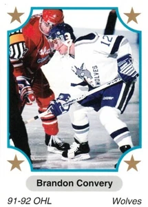 BRANDON CONVERY (SUDBURY WOLVES) 91-92 OHL SERIES CARD - CARD NUMBER 258 - Imagen 1 de 2