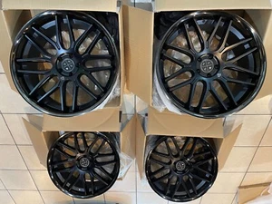 NEW 22" SET OF BLAQUE DIAMOND BD-27 RIMS SATIN BLK/BLK CHROME LIP 07-24 LEXUS LS - Picture 1 of 9