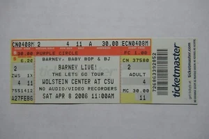 BARNEY LIVE! THE LET GO TOUR 8/04/2006 BOLETO COMPLETO WOLSTEIN CENTER CSU - Imagen 1 de 1