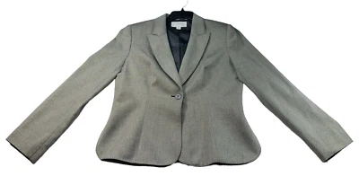 Liz Claiborne Blazer Coat Womens Size 12 Black Gray Micro Check Long Sleeve - Image 1 of 4