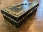 Vintage Cash Box Black Metal Tin