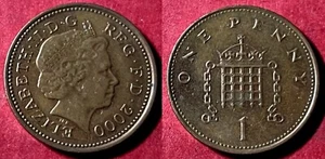 Great Britain 2000 1 Penny - Elizabeth II KM-986 Copper plated steel XF #12 - Picture 1 of 1