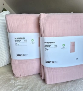 IKEA SCHERSMIN MUSSELIN BIO Bettwäsche 2 Sets GOTS Baumwolle rosé 140x200 80x80 - Bild 1 von 5