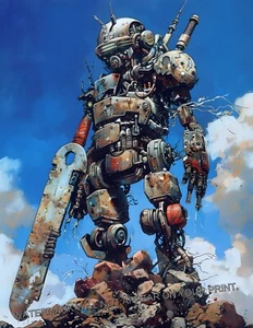 Robot Warrior Futuristic Science Fiction Droid Battle Machine Sci-Fi Bot 8.5X11 - Bild 1 von 2