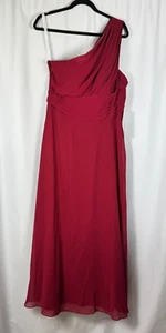 Azazie Ashley Brautjungfernkleid Burgunderrot One Shoulder Drapiert Sondergröße Neu - Bild 1 von 14