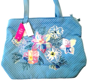 Vera Bradley Large Tote Happy Blooms Bag Embroidered Flowers Quilted NEW - Picture 1 of 13