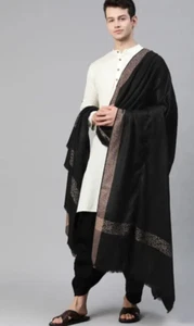 Beautiful Party Wear Pashmina Stole Black Paisley Design Shawl Soft Wool Scarf - Picture 1 of 4