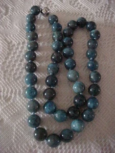 Blue Apatite Necklace 20 " , 925 Silver Magnetic closure - Picture 1 of 6