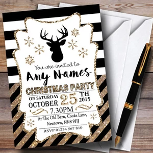 Bronze Stripes Personalised Christmas Party Invitations - Picture 1 of 1