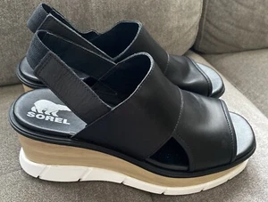 Sorel Joanie III slingback sandals black womens size 9 NWOB - Picture 1 of 8