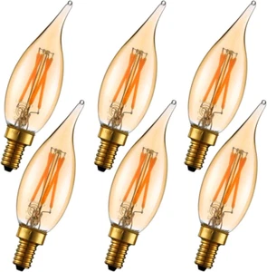 Litehistory Dimmable 4W 2200K Amber CA10 Led Bulb E12 Candelabra Led 250Lm, Warm - Picture 1 of 8