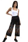Women Summer 3/4 Length Culottes Trouser Printed Wide Pants 