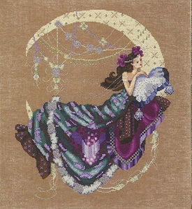 Cross Stitch Chart / Pattern ~ Mirabilia Crescent Moon Flowers Woman #MD137 - Picture 1 of 3
