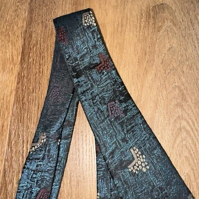 Vtg 80s 90s Tie Necktie Men Skinny Narrow BBB New Wave Miami Vice High Fashion - Image 1 of 4