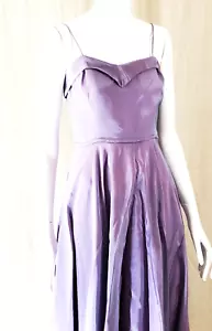 Vintage 1950s Dress Shot Heavy Taffeta Purple Blue Shoestring Straps Ball Gown - Picture 1 of 9