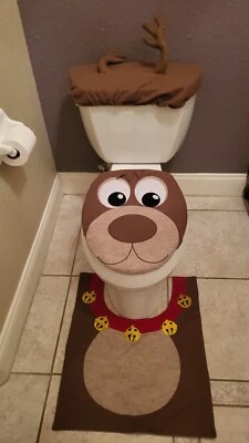 Juego de baño decoración funda asiento inodoro Navidad reno rojo 3 piezas ¡¡NUEVO!! PRANCER! Foto 1 de 4