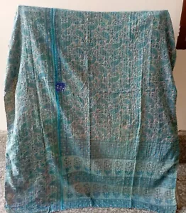 Indien Vintage Kantha Bedspread Handmade Quilt Throw-Cotton Blanket Ralli!Gudari - Picture 1 of 2