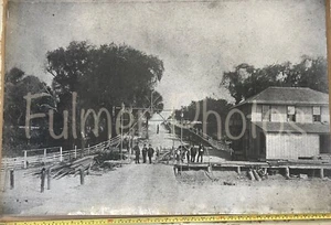 VTG 24x36 B&W PHOTO Wooden Bridge Construction in Clearwater FL Early 1900s COA - Picture 1 of 9