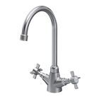 Nuie Traditional Mono Kitchen Sink Mixer Tap Brushed Nickel Dual Cross Handle