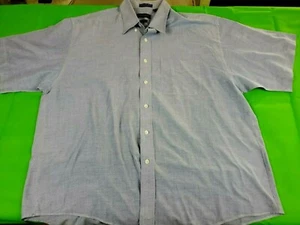 Van Heusen wrinkle free oxford light blue button up short sleeve shirt xl 17 1/2 - Picture 1 of 4