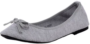 Retro LAZO 50s Bow Tela Bailarinas - Gris Rockabilly Zapatilla - Imagen 1 de 6