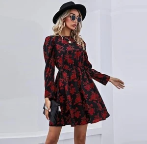CUPSHE Women Wedding Guest Dresses Long Sleeve Floral Cocktail Party Mini XS - Picture 1 of 7
