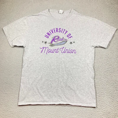 Camiseta University of Mount Union Adulto Grande Cinza Manga Curta Raiders Ohio - Imagem 1 de 4