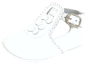 DE OSU -Spain Baby Girls White Leather Dress T-Strap Crib Shoes -European-Sz 2 - Picture 1 of 5