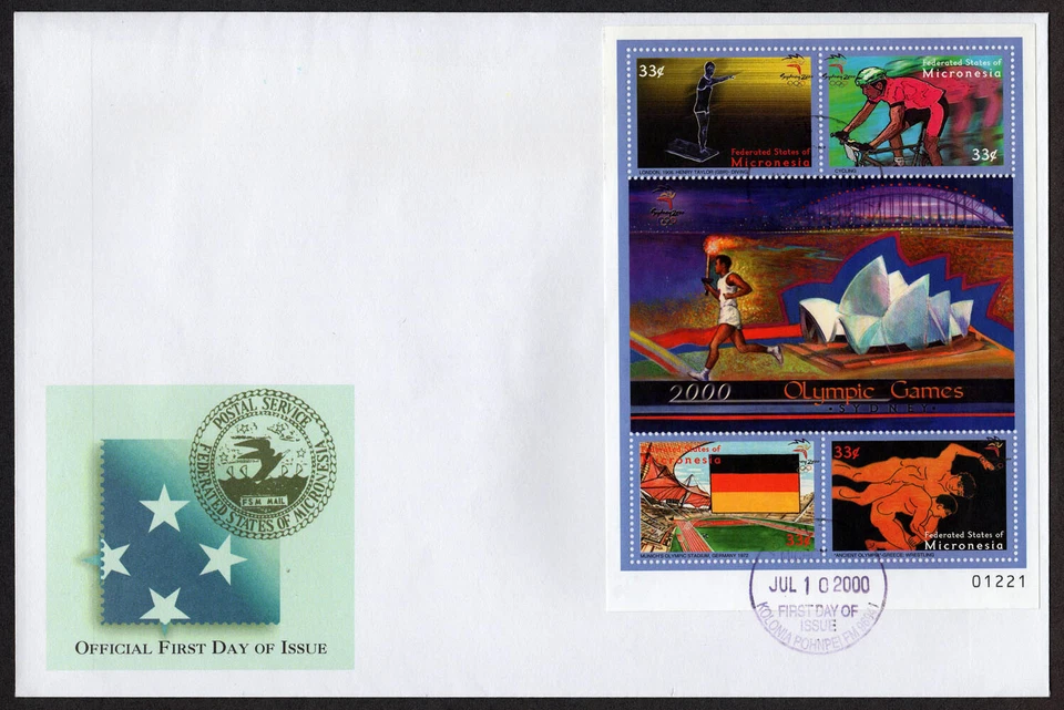 MICRONESIA, SCOTT # 389, FDC COVER - OLYMPIC GAMES IN SYDNEY, SPORTS, YEAR 2000 - Image 1 of 1