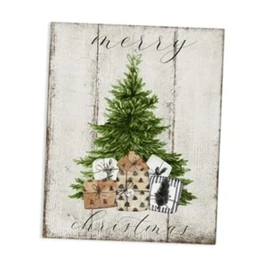 Stupell Industries Rustic Distressed Merry 16x20 Gallery Wrapped Canvas - Picture 1 of 7