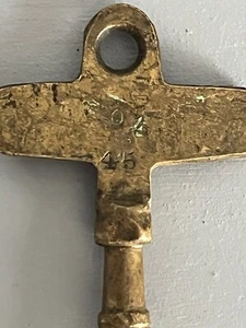 Antique Brass Clock Winding Key Marked 0 45 Round Tip 5mm - Picture 1 of 5