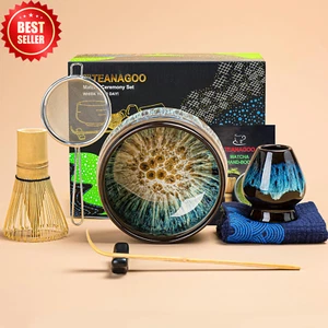7-Pc Matcha Whisk Set Ceramic Bowl Scoop Sifter Holder Tea Ceremony Gift Kit - Picture 1 of 12