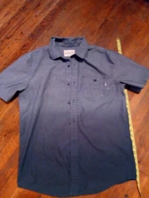 ACTIVE R/S Mens Short Sleeve Charcoal Gray Ombre Button Front shirt Sz M Medium - Image 1 of 4