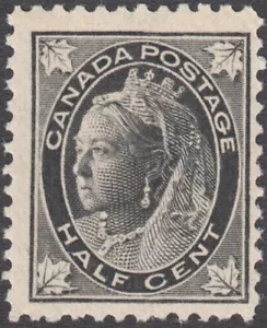 Canada: #66 1/2c Black QV Leaf Issue (pos.97 2nd printing) Minor Re-entry LL MNH - Picture 1 of 2