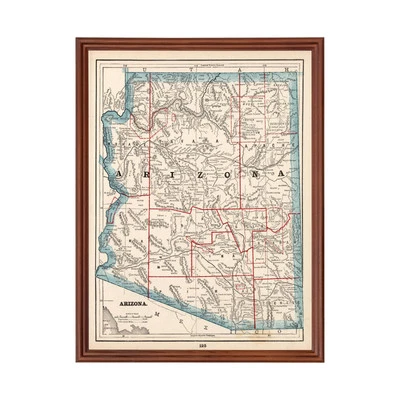 Old Map of Arizona 1893 - Vintage Arizona Art - Image 1 of 4