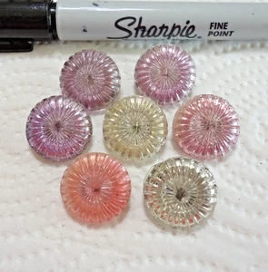 7 Vintage Mirror Back Glass Buttons 3/4" - Picture 1 of 5
