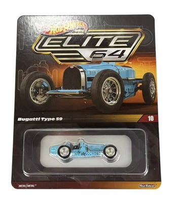 HOT WHEELS ELITE 64 BUGATTI TYPE 59 HNJ62 1:64 DIE CAST NEW METAL MODEL IN CASE - Image 1 of 4