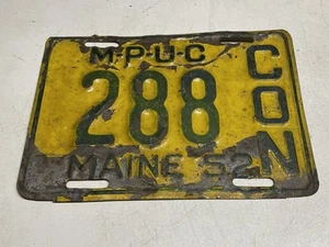 1952 Maine M-P-U-C License Plate ~ CON ~ Low Digit # 288 - Picture 1 of 2