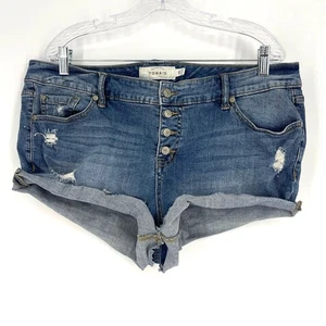 Pantalones Cortos Corte Jean Botón Mosca Torrid Azul Talla 16 - Imagen 1 de 8
