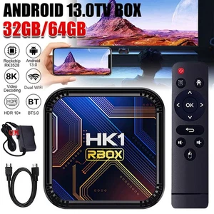 2025 Android 13 TV Box 2.4G& 5G Quad Core 8K HD Smart HK1 Bluetooth Media Player - Picture 1 of 19
