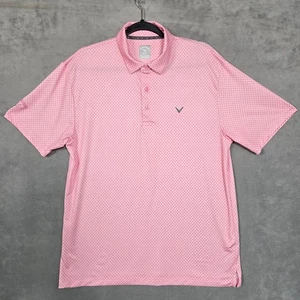 Callaway Golf Polo Herren Medium pink geometrisches Allover-Druck Leistung neu ohne Etikett - Bild 1 von 9
