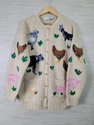 Cárdigan suéter de lana The Eagle’s Eye para mujer L animal de granja años 90 casa de campo Foto 1 de 4