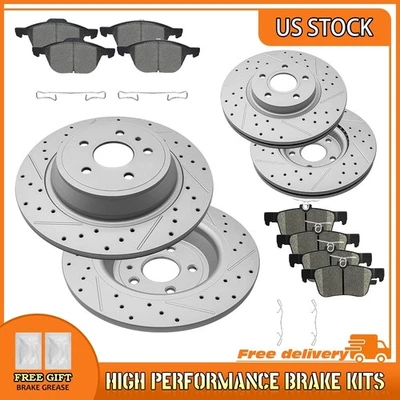 FWD 前后钻制动转子陶瓷垫适用于福特 Escape 2017 2018 2019 — 第 1/4 张图片