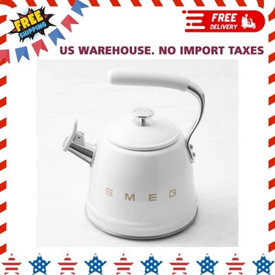 SMEG Stainless-Steel Whistling Tea Kettle, 2 1/2-Qt, White, Modern, Cool-touch - Image 1 of 2